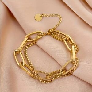 NWT Sunday Lane Everly double layer chain bracelet